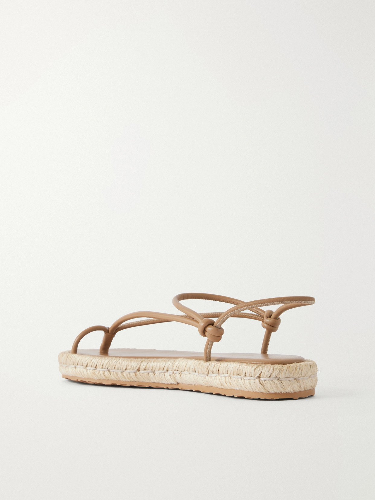 Leather Espadrille Sandals - Camel