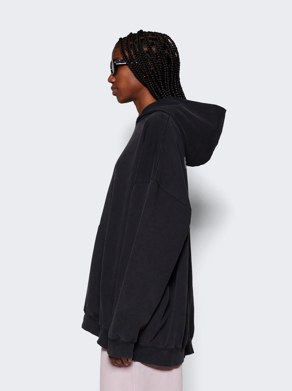 Large Fit long-sleeve hoodie - Black