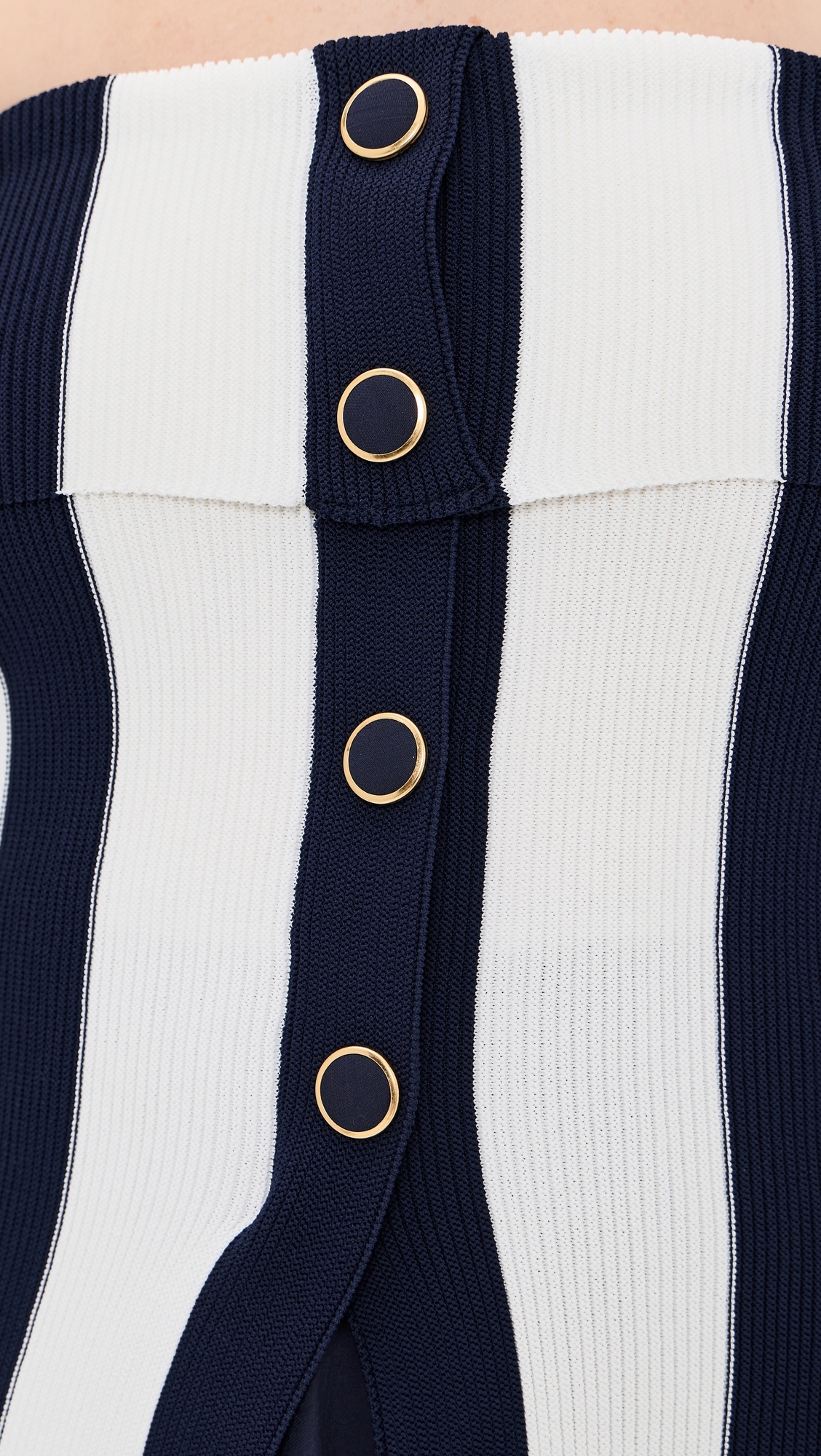 Tube Top Striped Detail Midi Dress Navy/Ivory