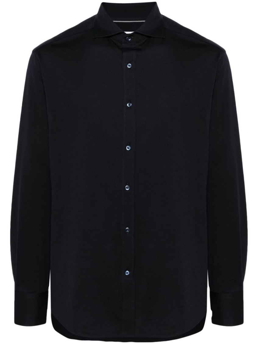 Spread-collared Buttoned Shirt