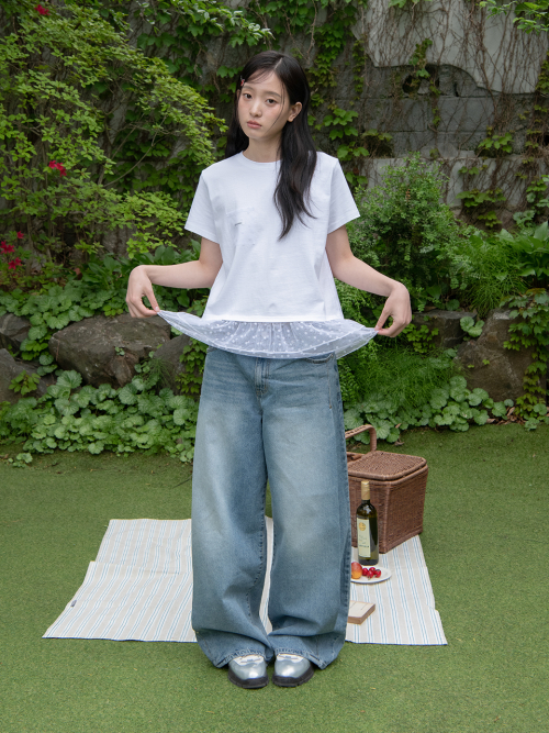 DOT RUFFLE POCKET T-SHIRT