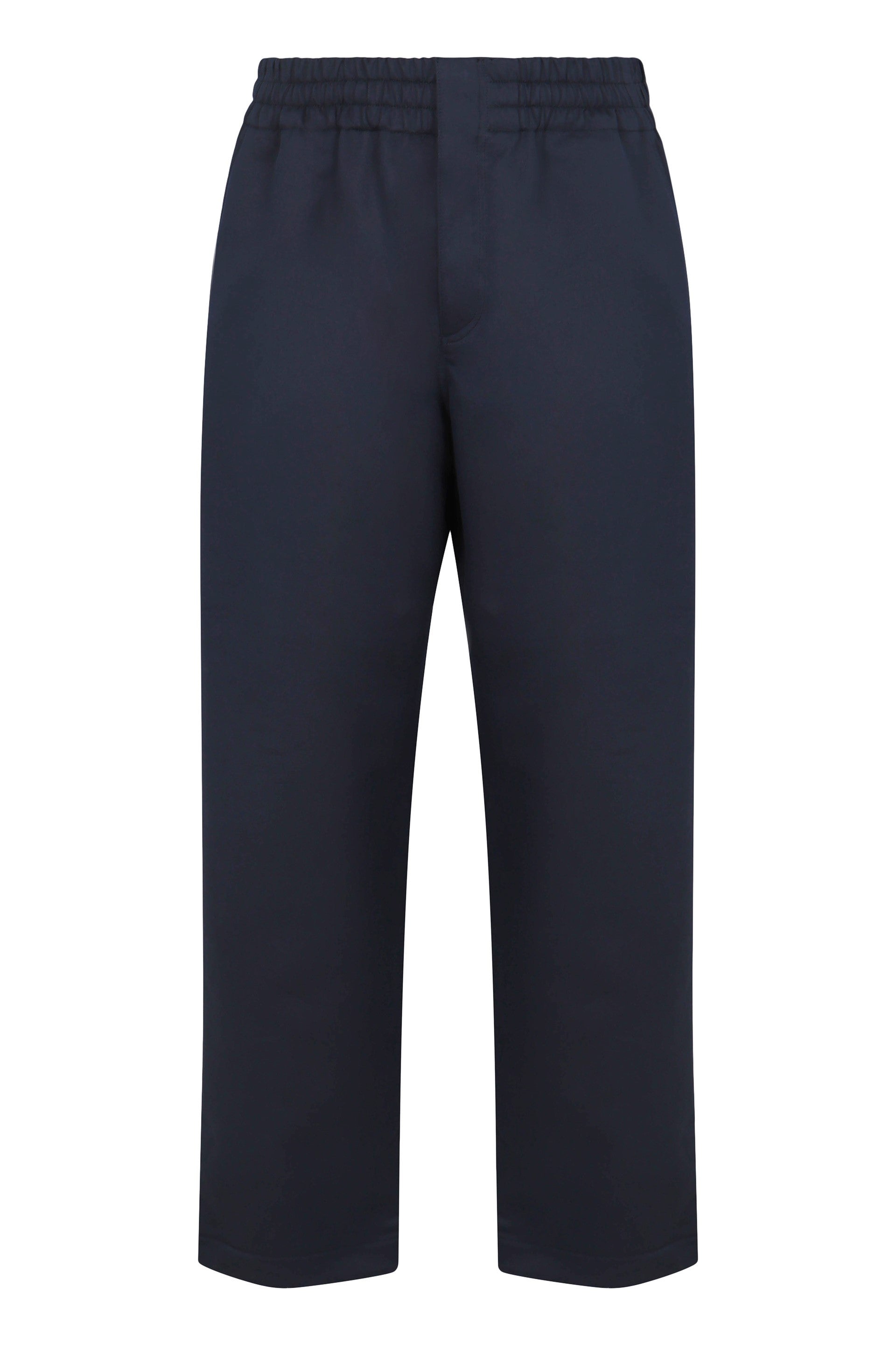 Silk & Cotton Twill Wide-Leg Trousers with Elasticated Waist