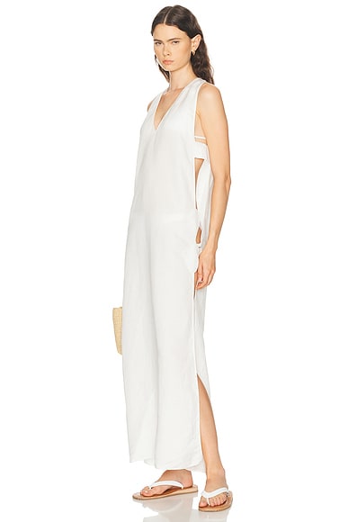 ADRIANA DEGREAS Petal Applique Open Side Dress in Off White - Ivory. S also in XS