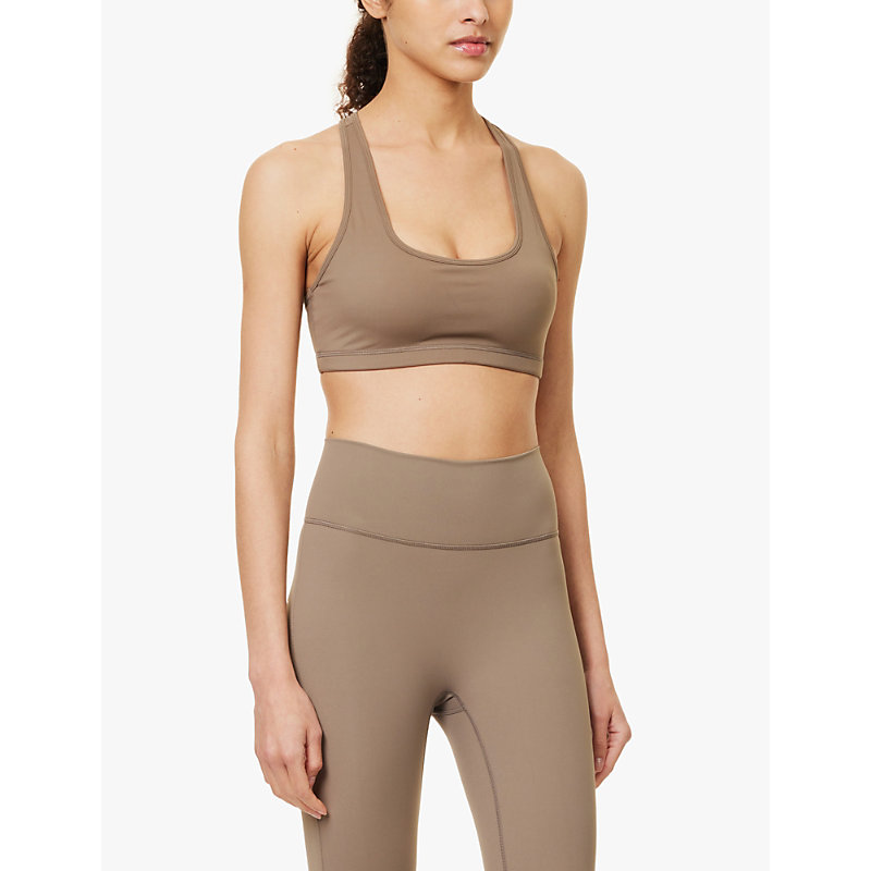 Womens Cocoa Brown Ultimate Racerback Stretch-jersey bra