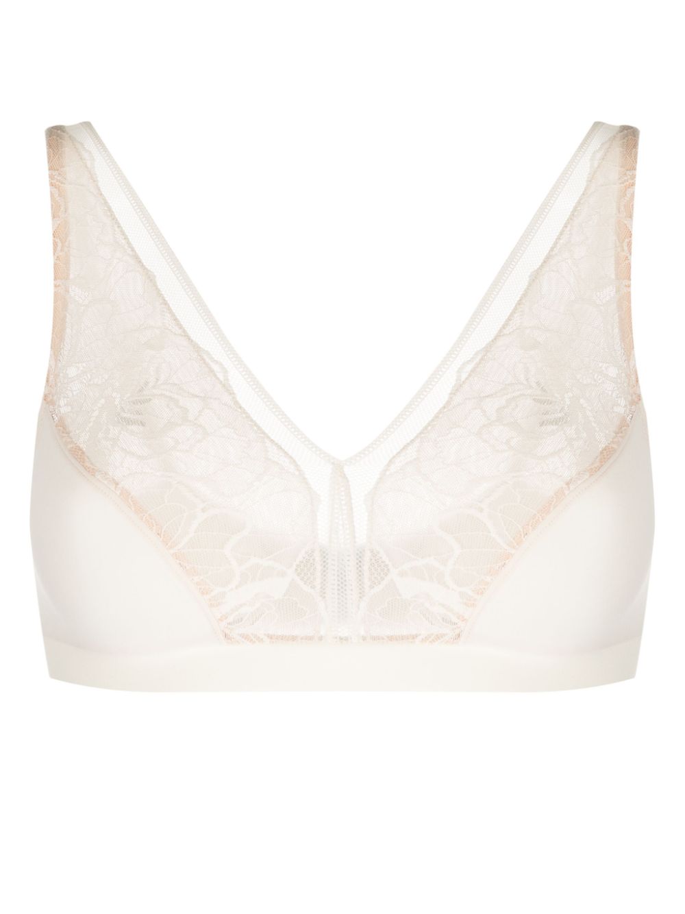 Selma lace-panel bra - Neutrals