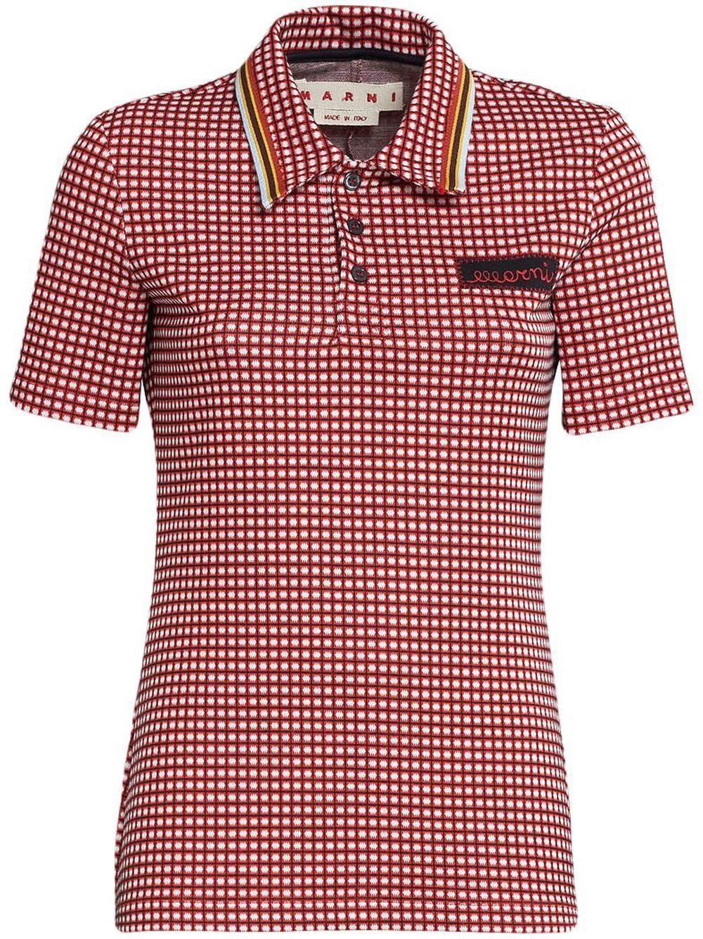 Checked short-sleeve polo shirt - Red