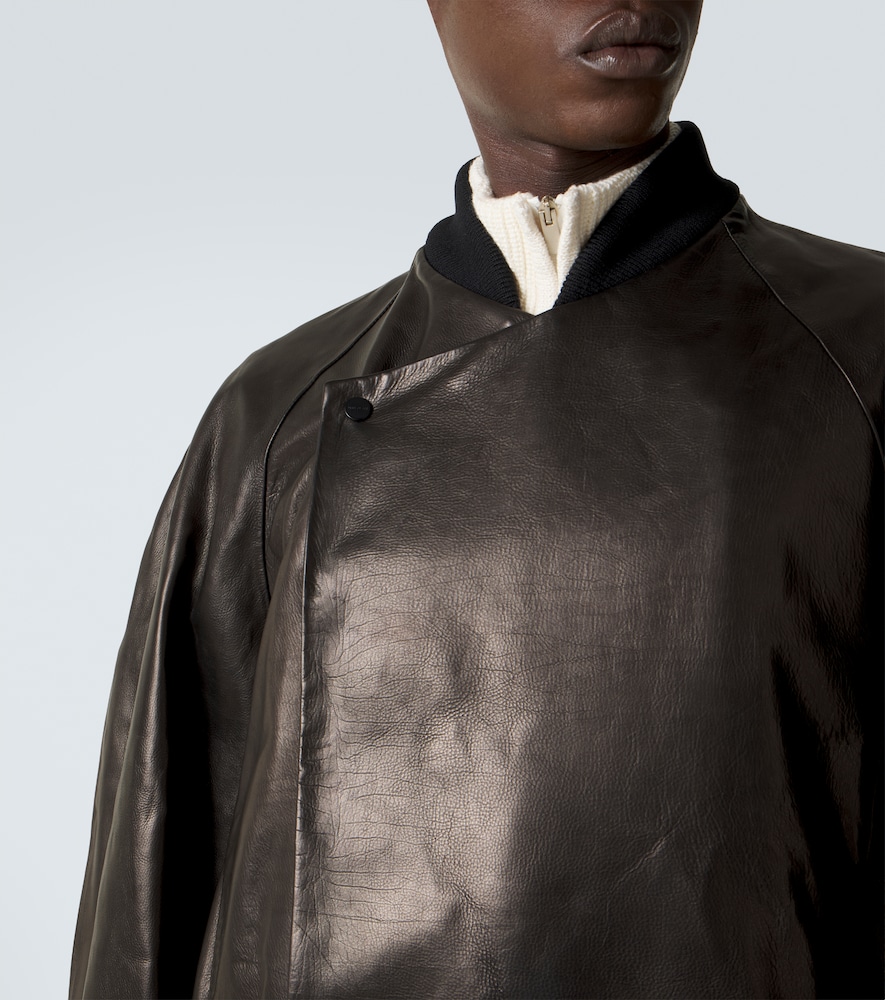Leather bomber jacket