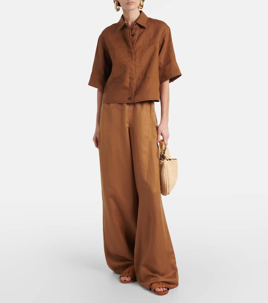 Onore linen and silk twill wide-leg pants