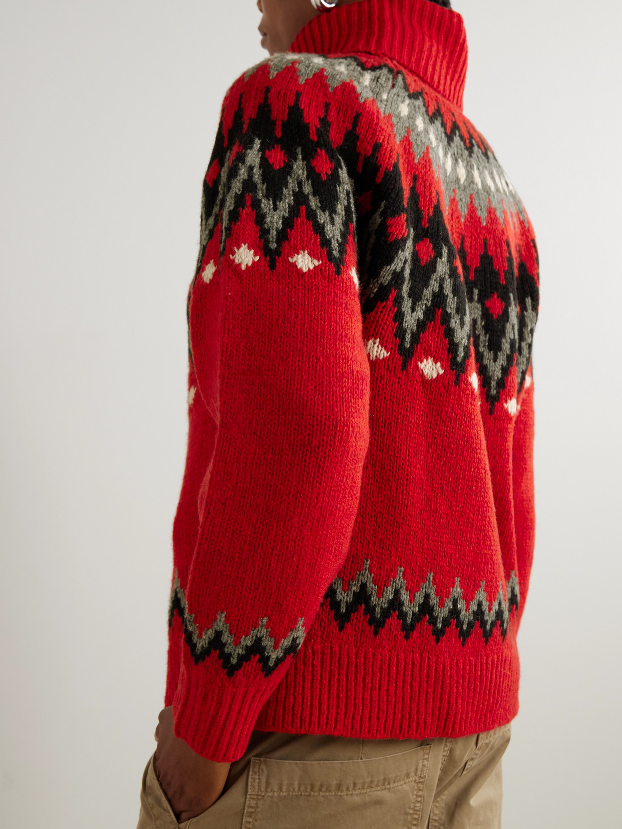 Fair Isle Wool-blend Turtleneck Sweater - Red