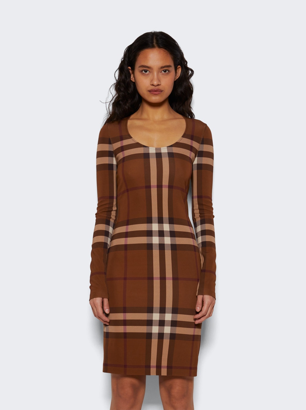 Check Motif Midi Dress