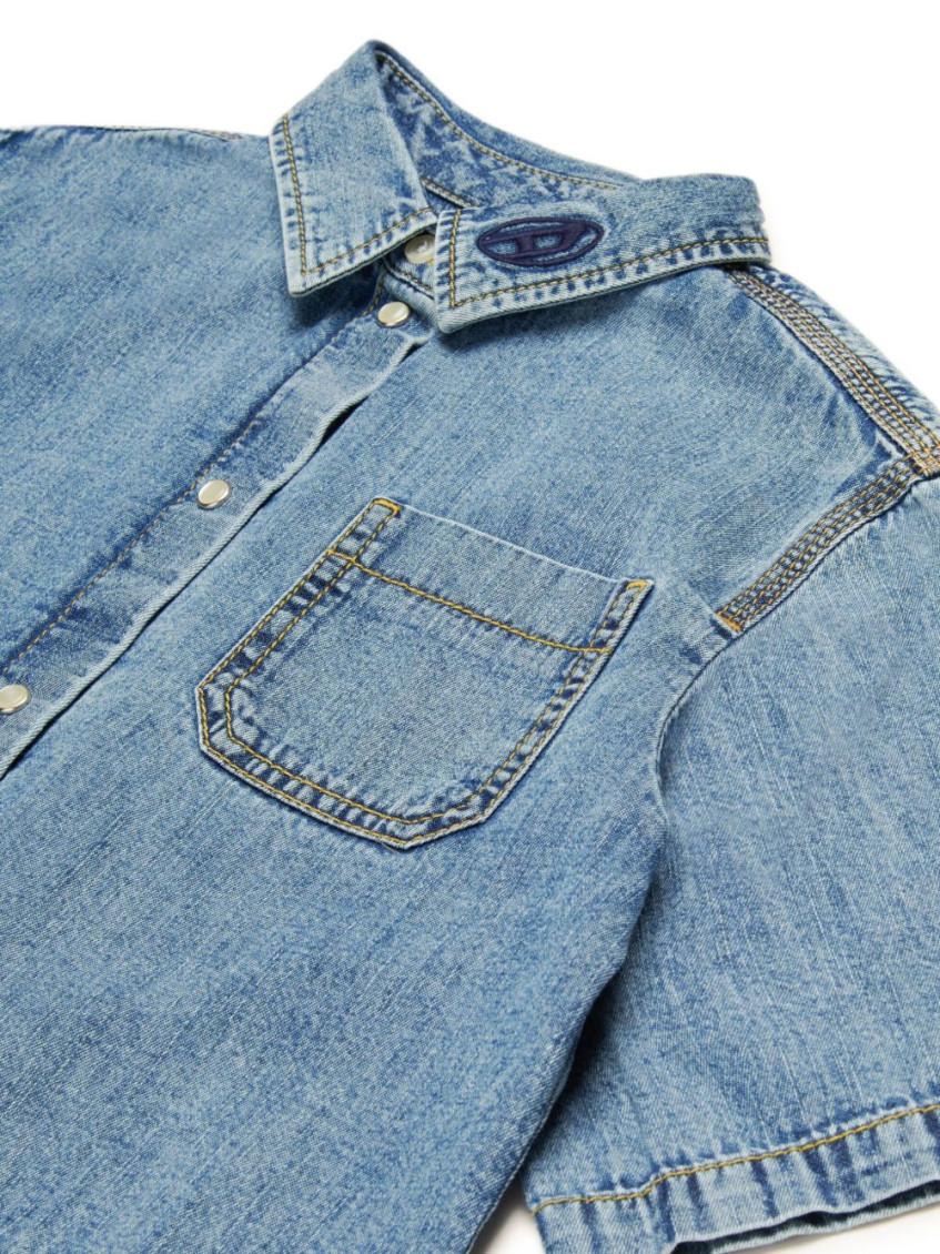 Girls Blue Cropped Shirt