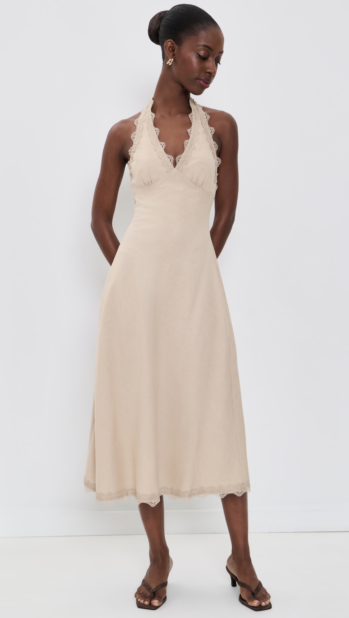 Stars Align Midi Dress Beige