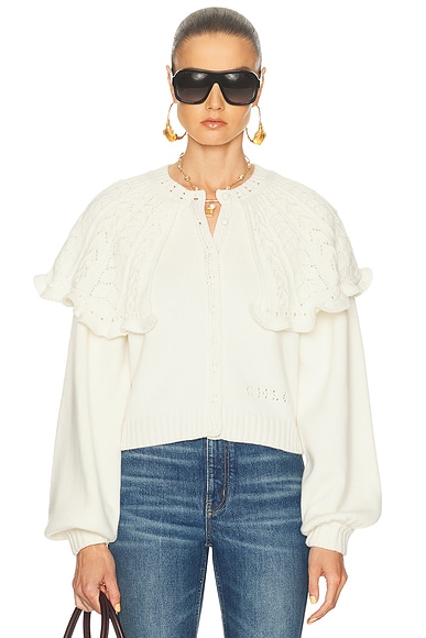 Chloe Chunky Wool Cardigan in Iconic Milk - Cream. S also in