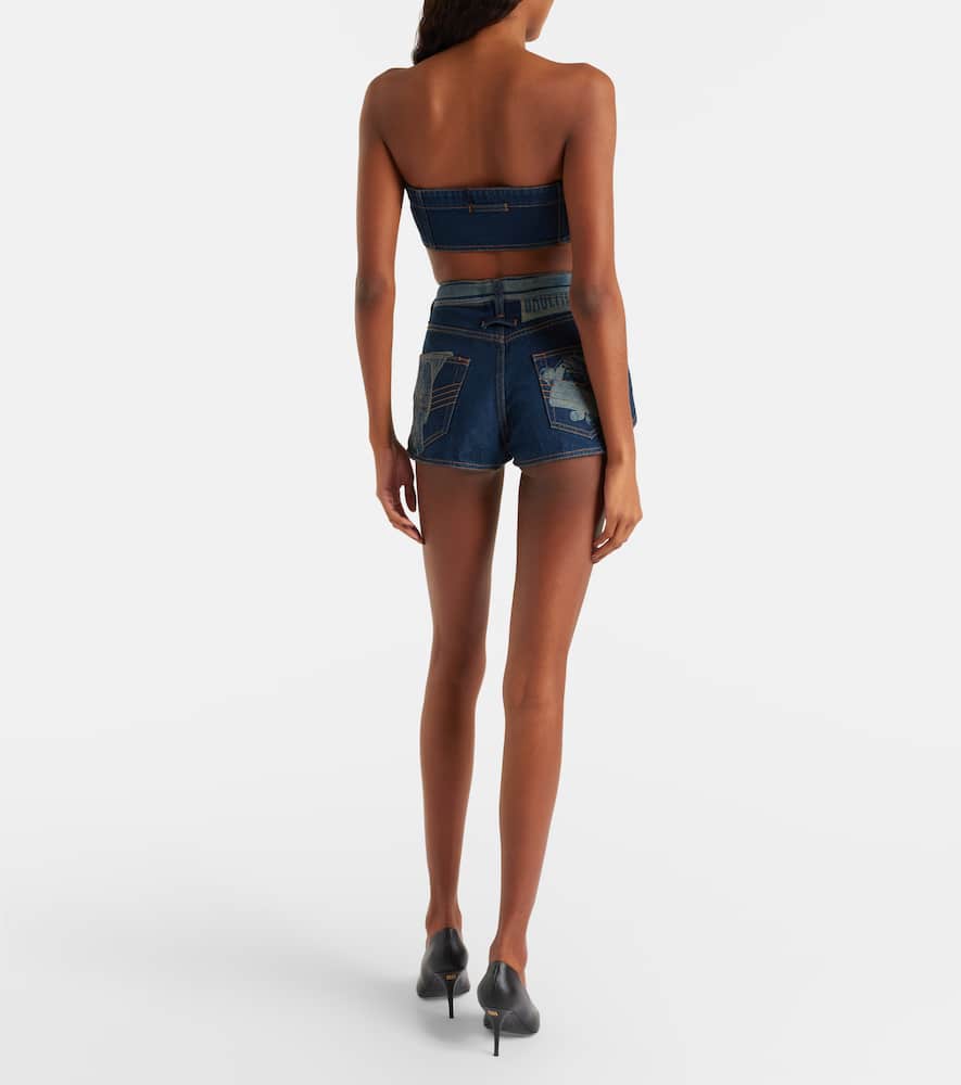 Trompe-l'ail denim bra top