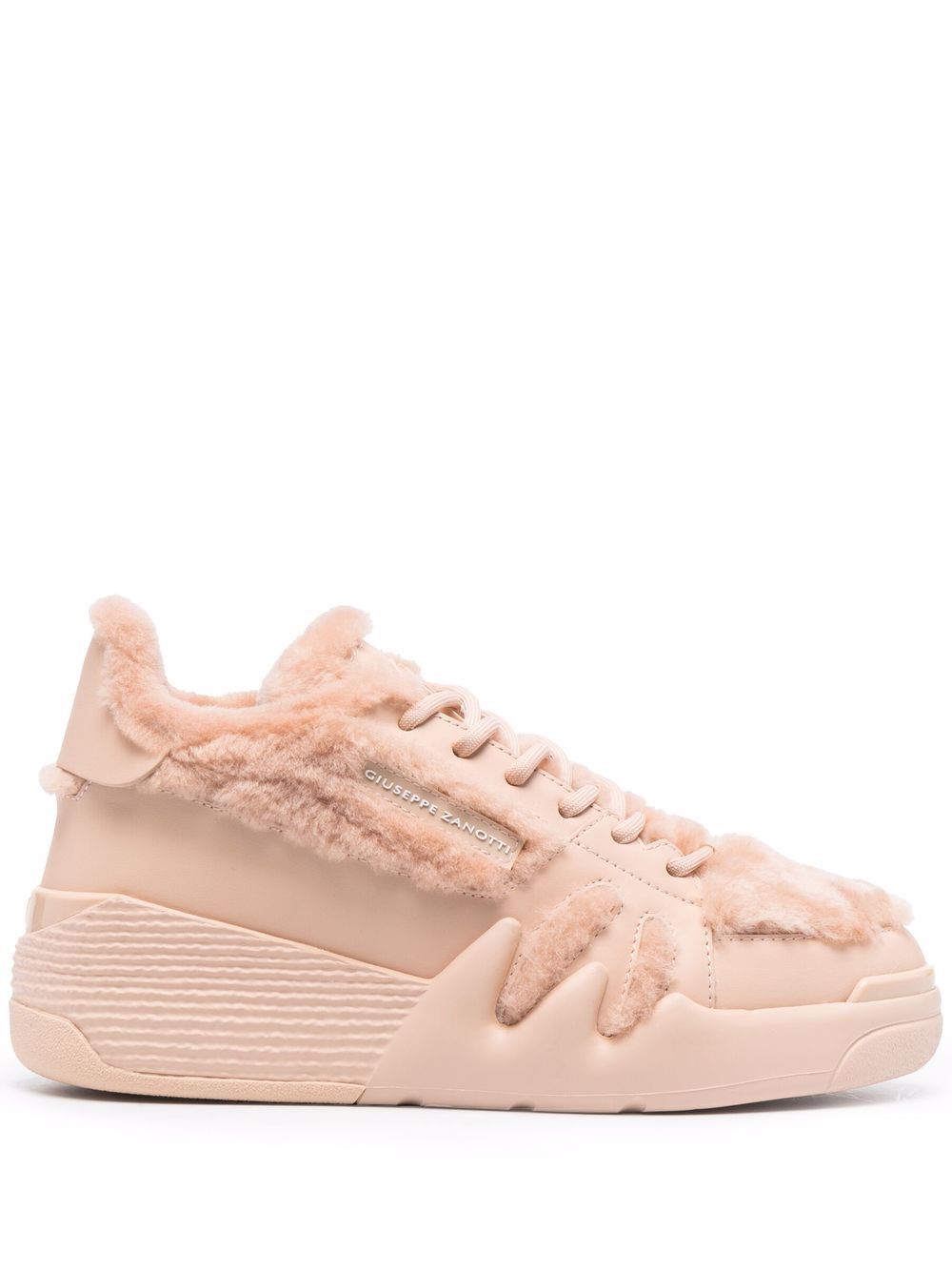 Shearling-trim high-top sneakers - Pink