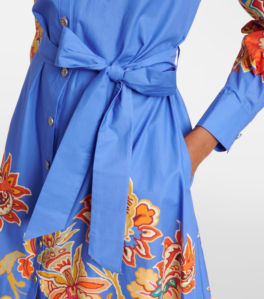 Belted paisley cotton maxi dress