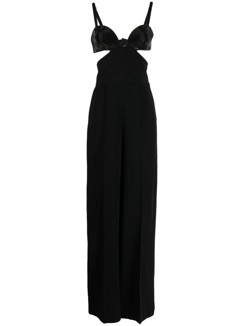 Crystal-embellished cut-out detailing jumpsuit - Black