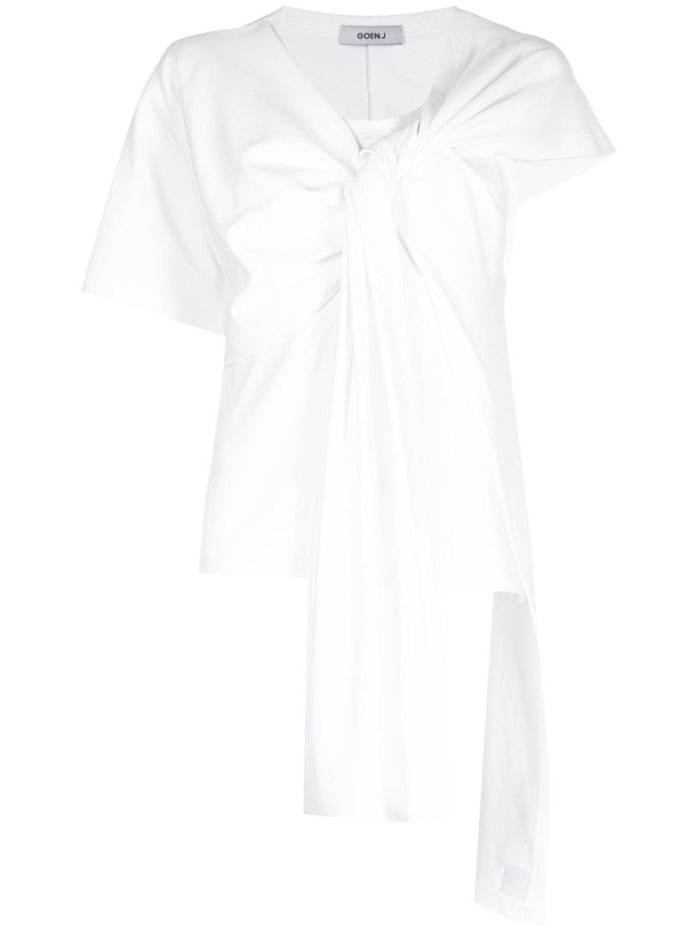Asymmetric knot-detail T-Shirt - White