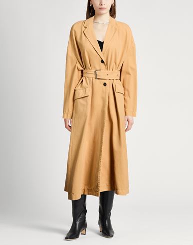 Woman Overcoat & Trench Coat Sand Size 6 Cotton
