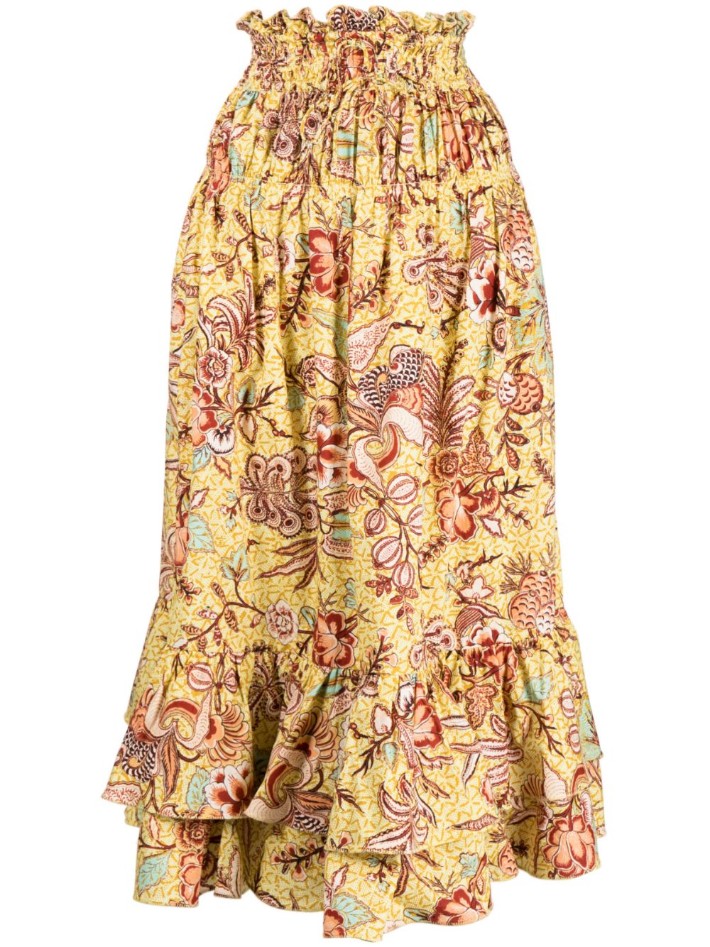 Acacia Calla Lily-print midi skirt - Yellow