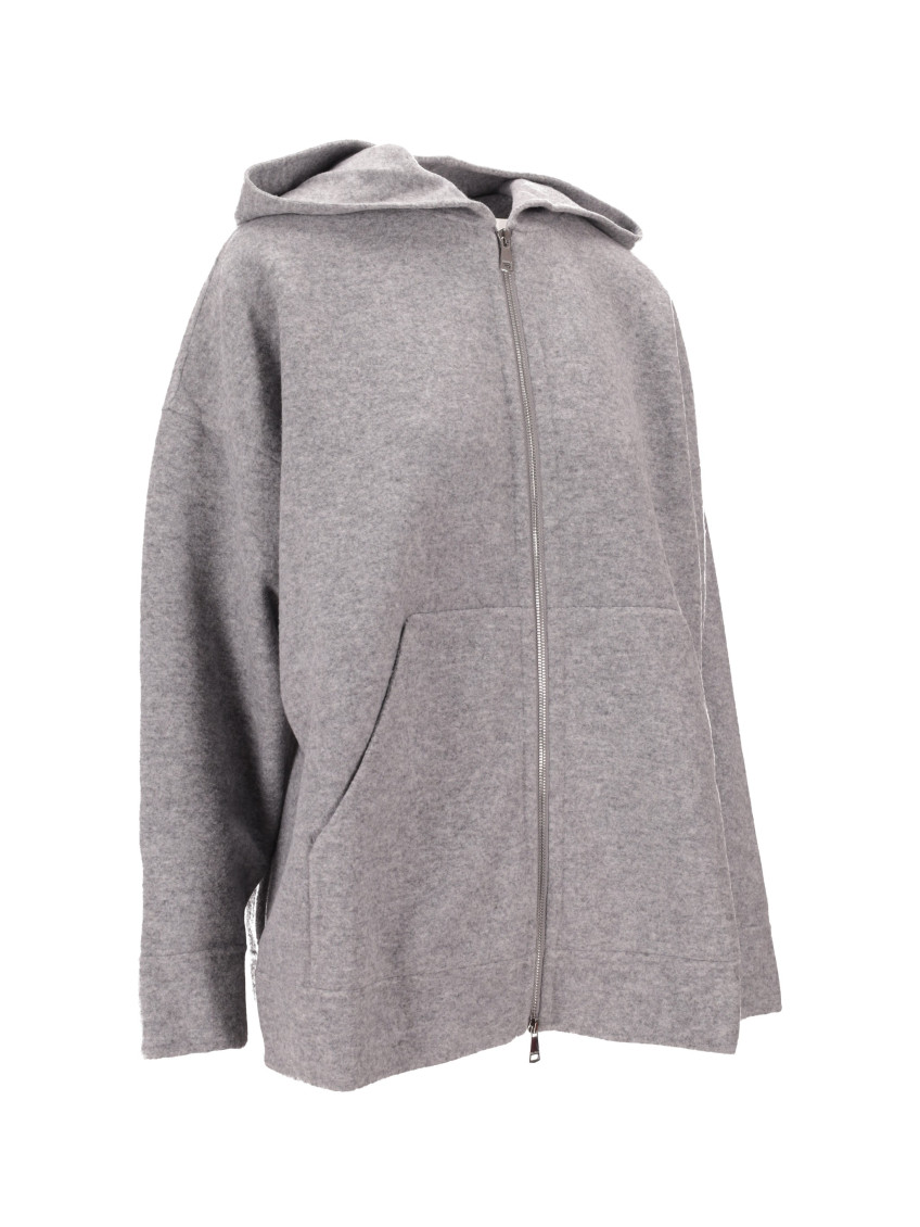Grey Zip Up Relaxed Hoodie