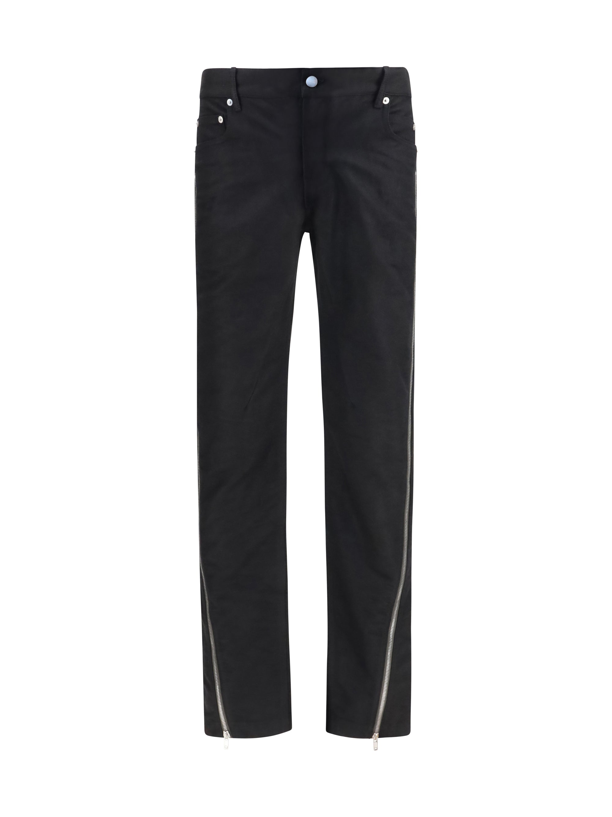 Side Zip Merino Wool Jeans — Black