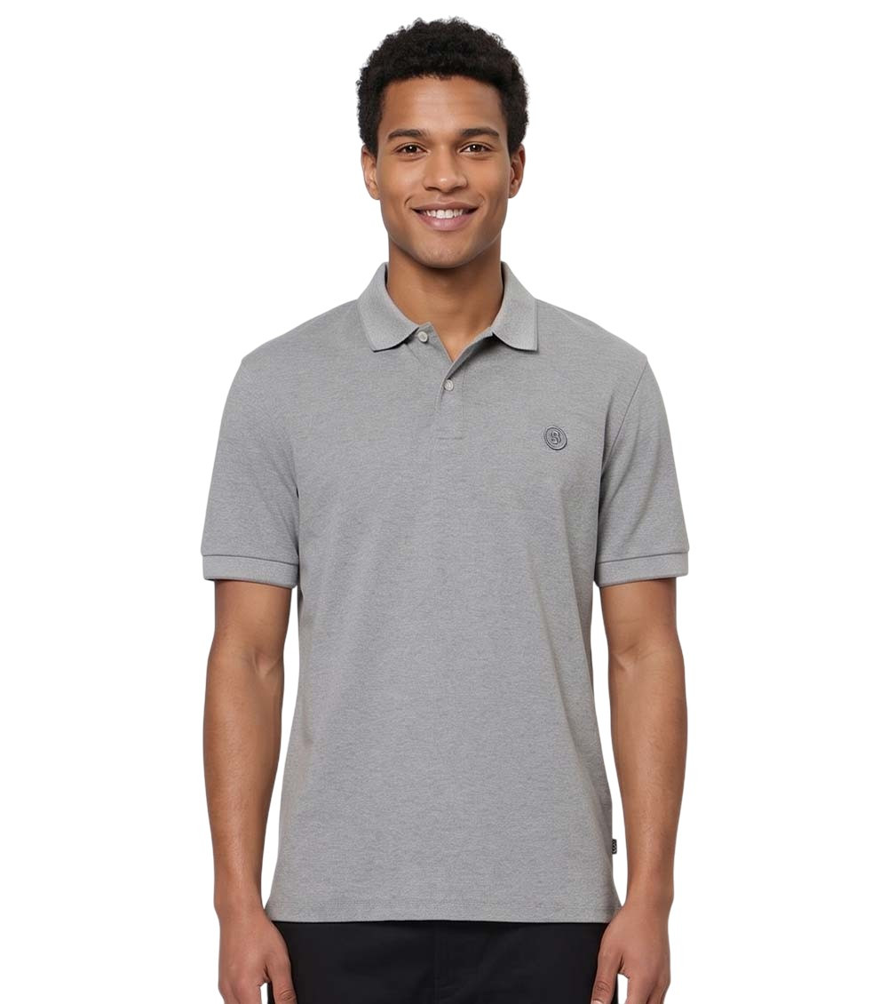 Grey Shirt Collar Polo