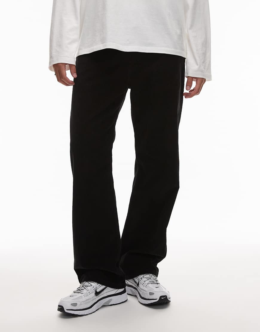565 loose straight fit cord 5 pocket trousers in black