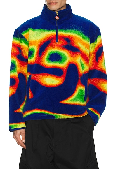 Casablanca 1/4 Zip Fleece Jacket in Heatmap - Blue,Green. M also in L, XL/1X, XXL/2X