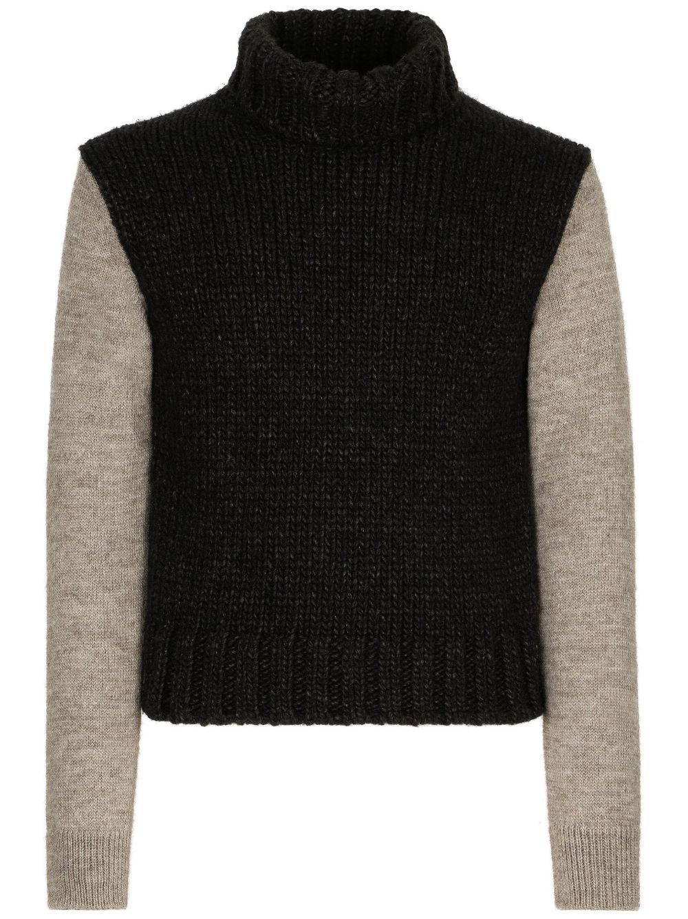 High-neck chunky-knit jumper - Black