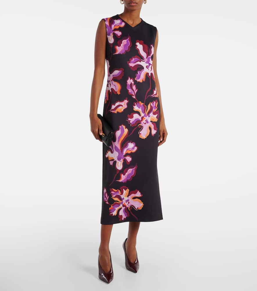 Floral neoprene midi dress