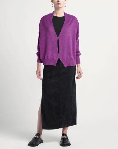 Woman Cardigan Purple Size 6 Wool, Cashmere