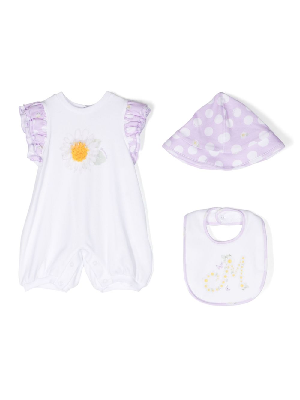 Floral-print babygrow set - White