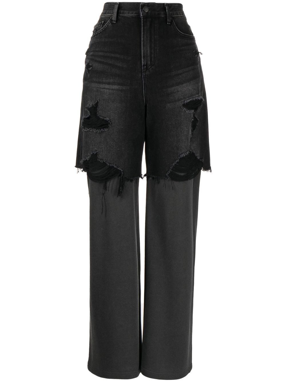 Distressed straight-leg jeans - Grey