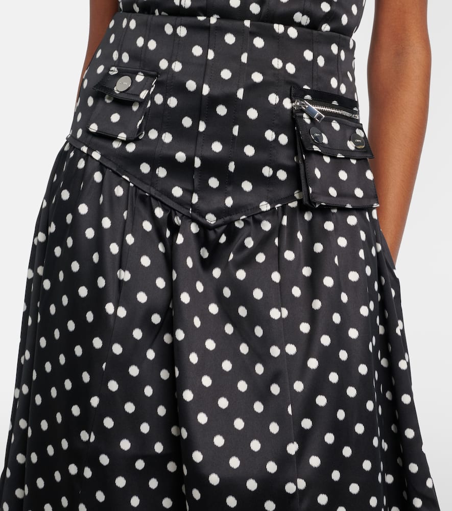 Polka-dot satin maxi skirt