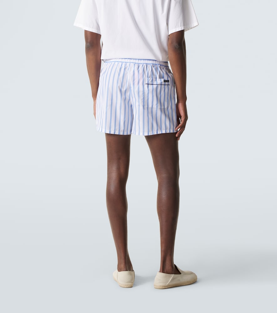 Striped cotton and silk poplin shorts