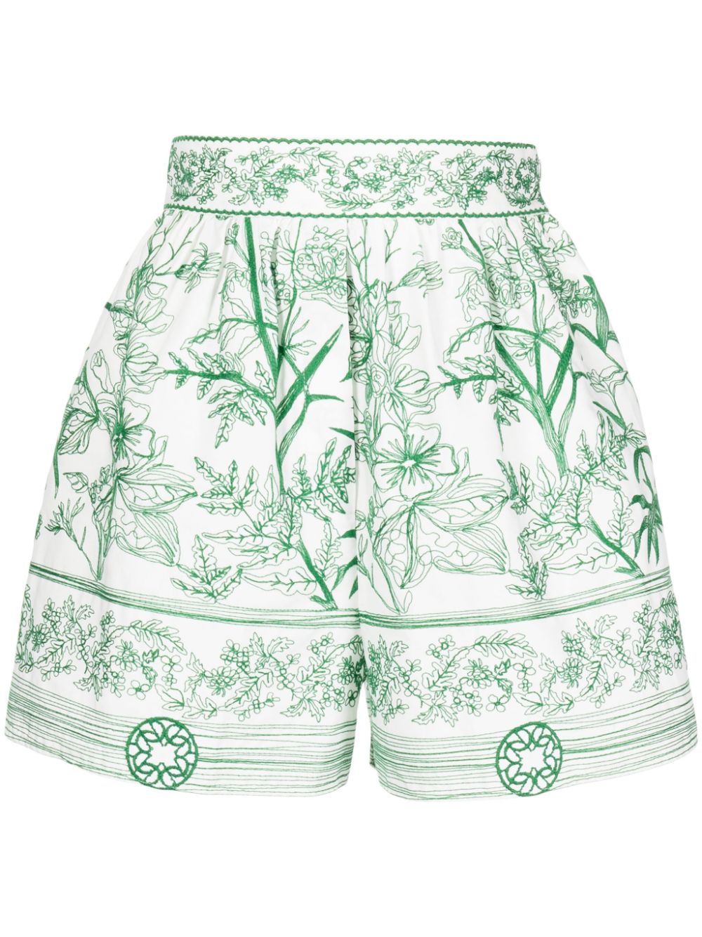 Floral-print high-waist shorts - White