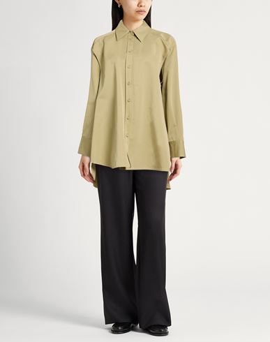 Woman Shirt Khaki Size 0 Cotton, Silk