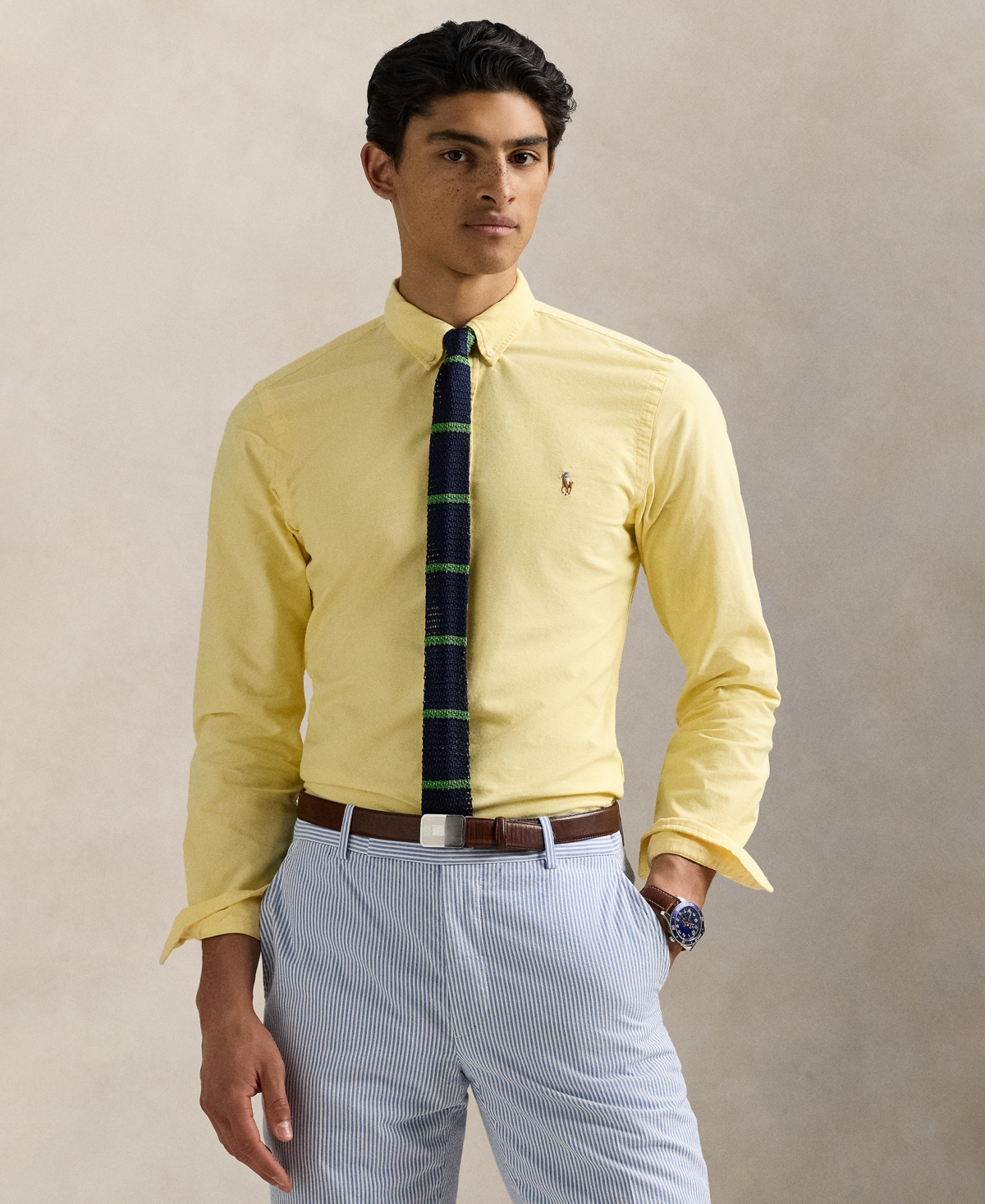 Men's Long-Sleeve Oxford Shirt - Yellow