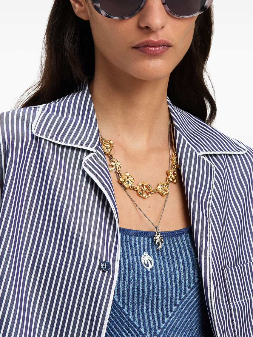 Logo-print striped shirt - Blue