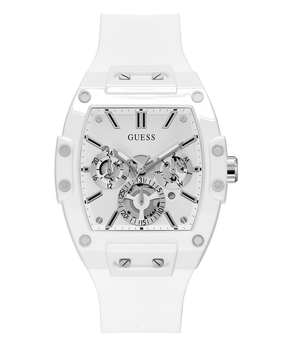 Men's Multi-Function White Silicone Strap Watch 43mm - White