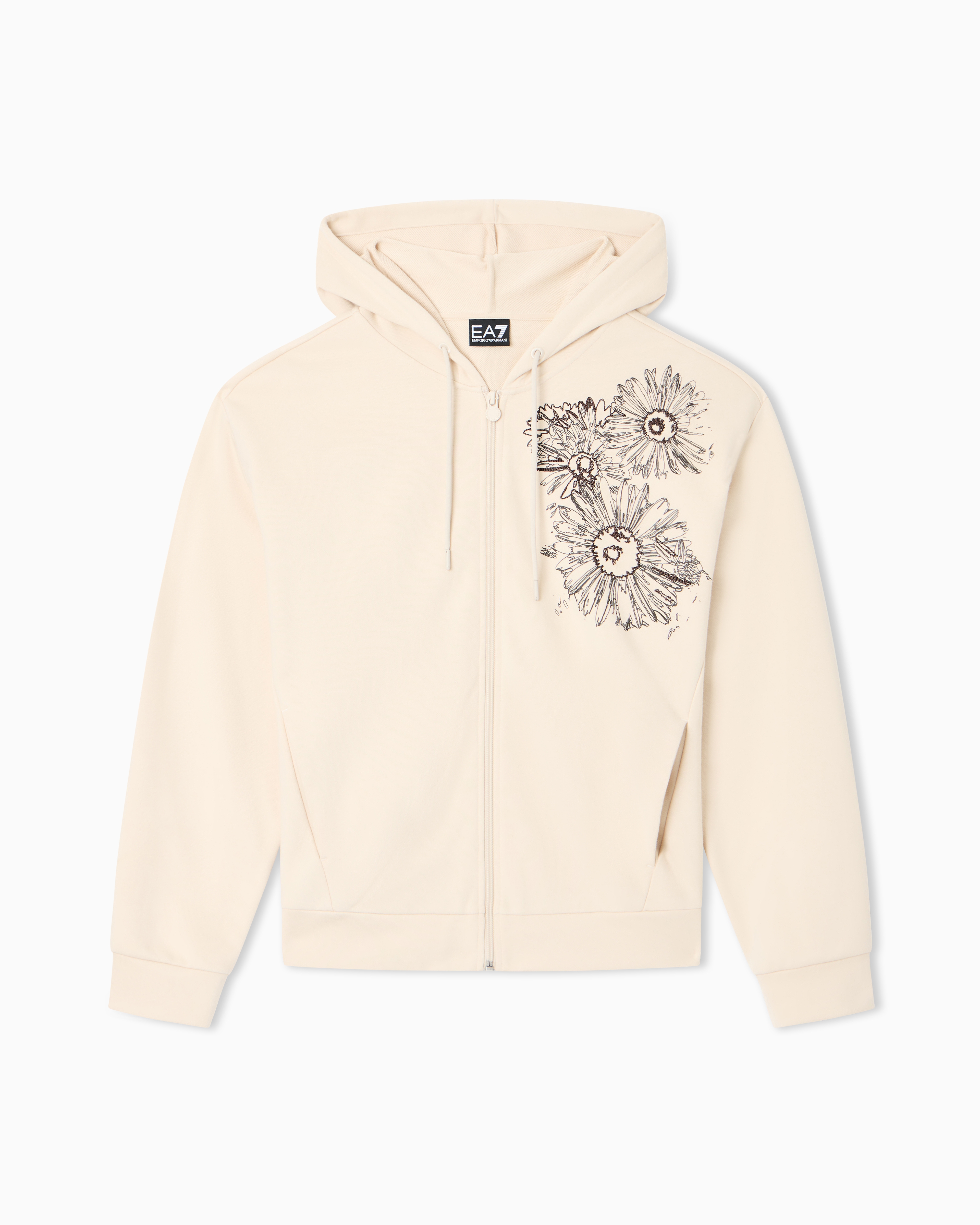 Graphic Series cotton-blend hooded sweatshirt with floral print
