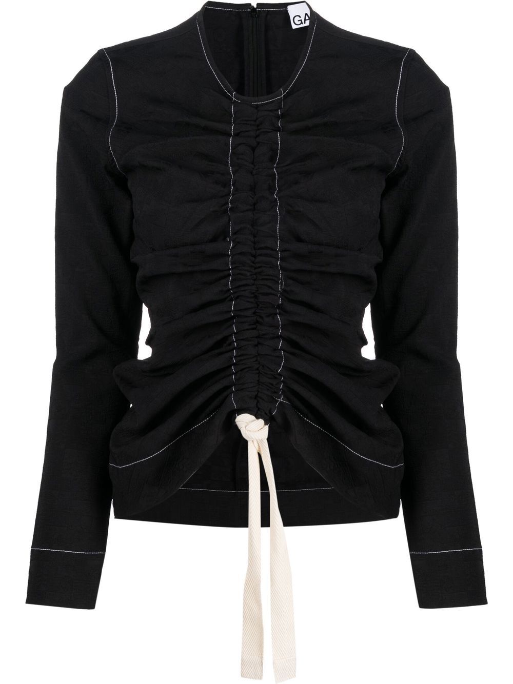 Ruched-effect long-sleeve top - Black