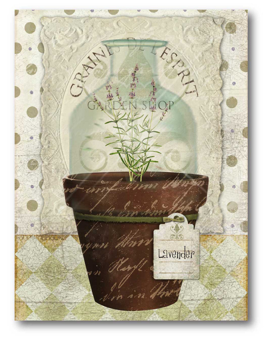 Wall Decor Herbpot Lavendar Artwork