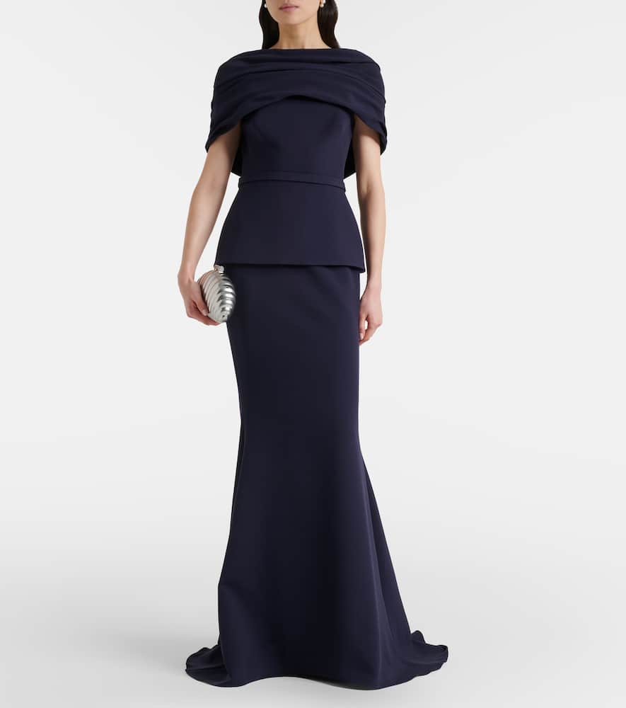 Loura off-shoulder crêpe gown