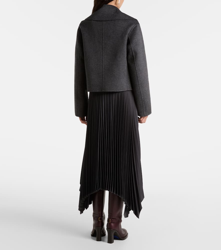 Cropped wool and cashmere peacoat