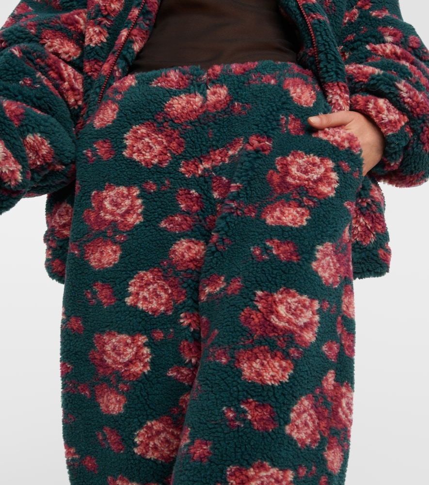 High-rise floral teddy straight pants