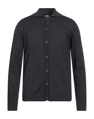 Man Cardigan Charcoal Size 40 Merino Wool