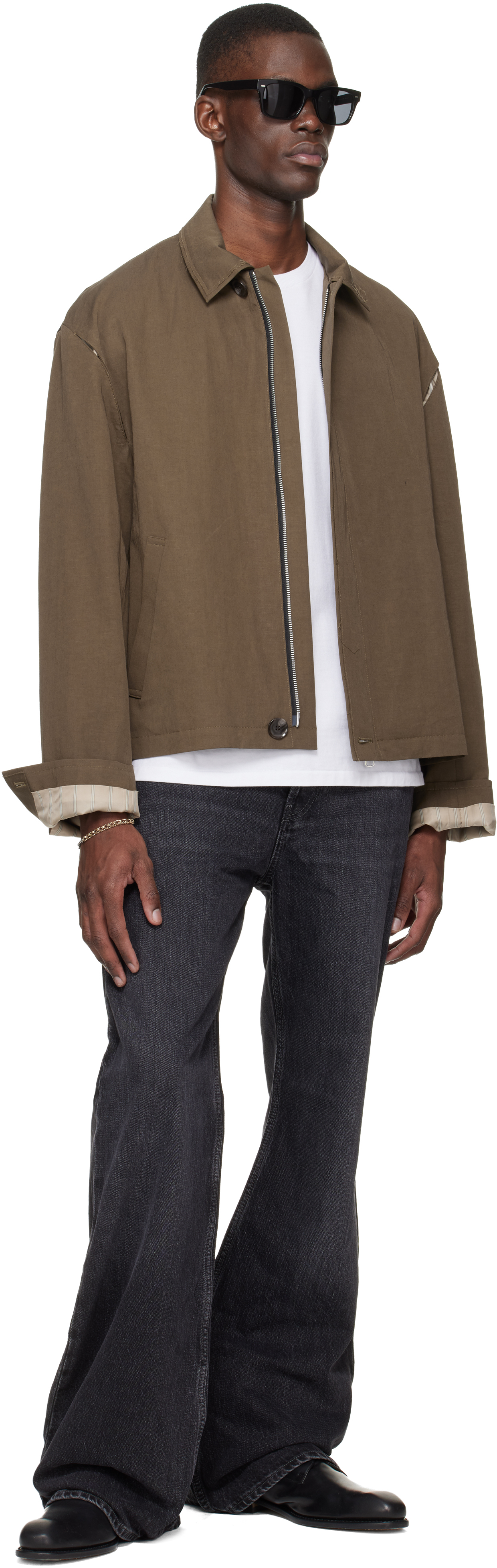 Brown Light Zipped Blouson Jacket