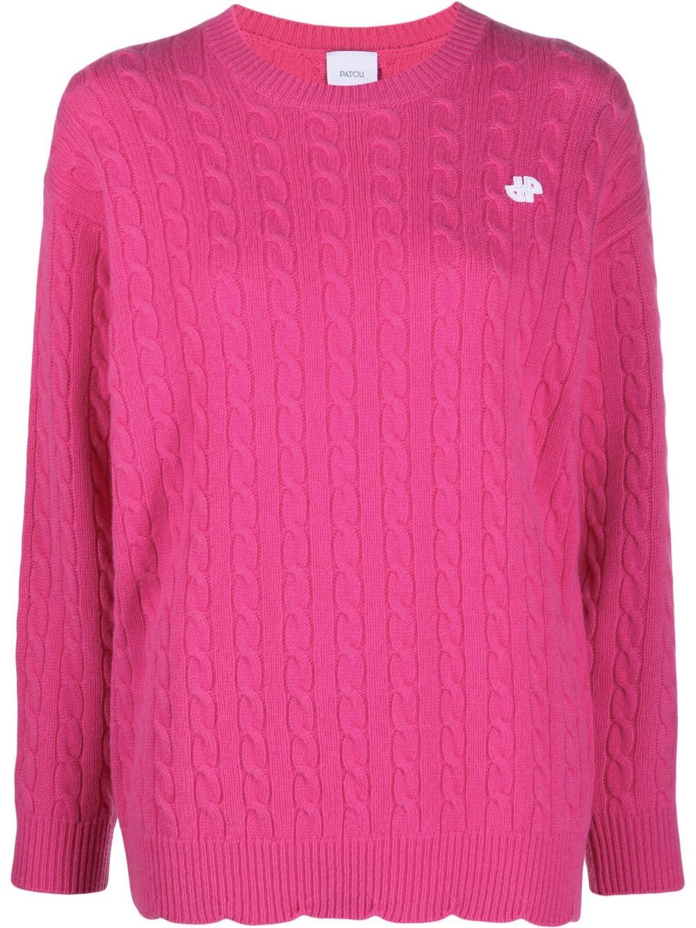 Logo-motif cable-knit jumper - Pink